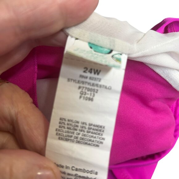 Island Escape Woman Hot Pink Adjustable Strap Tankini Top Plus Size 24W - Picture 4 of 4